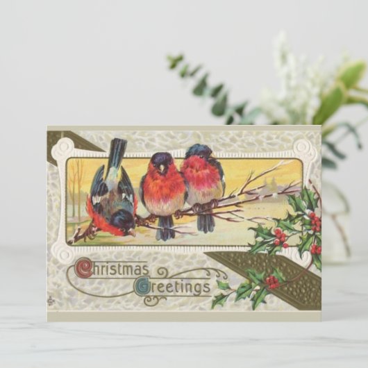 Salutations de Noël - Carte de vacances aux oiseau (Debout devant)