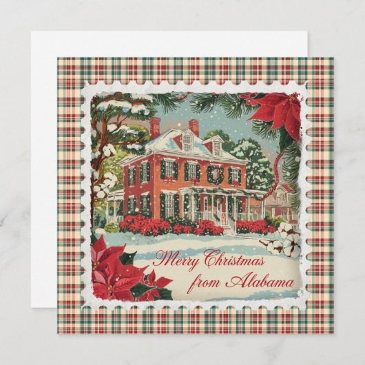 Salutations de Noël de la carte de vacances Alabam (Devant / Derrière)
