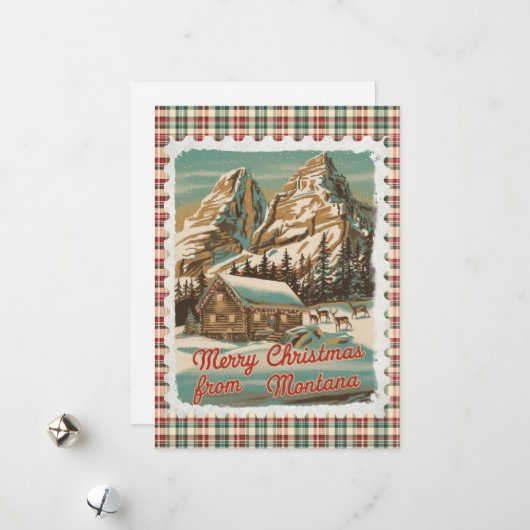 Salutations de Noël de la carte de vacances Montan (Devant/Arrière en situation)