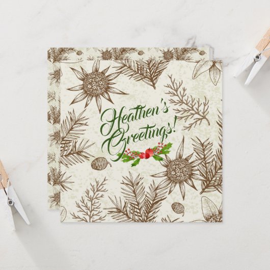 Salutations de Païen Carte Athée (Devant/Arrière en situation)