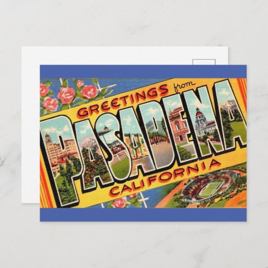 Salutations de Pasadena Ca. Carte postale de voyag (Devant / Derrière)