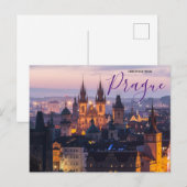 Salutations de Prague Carte postale paysagère Tchè (Devant / Derrière)