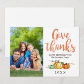 Salutations de remerciement cartes photos citrouil (Devant / Derrière)