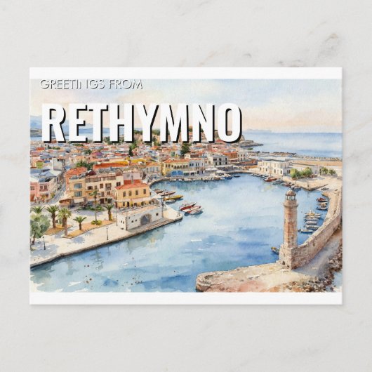 Salutations de Rethymno, Grèce Carte postale de vo (Devant)