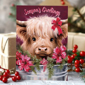 Salutations de saison Carte de Noël de la vache Hi