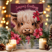 Salutations de saison Carte de Noël de la vache Hi