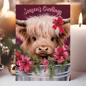 Salutations de saison Carte de Noël de la vache Hi