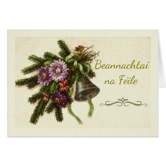 Salutations de saison Irish Gaelic Vintage Greens (Devant horizontal)