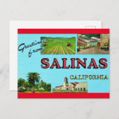 Salutations de Salinas California Travel Carte Pos (Devant / Derrière)