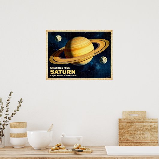 Salutations de Saturn Retro Sci-Fi Poster (Cuisine)