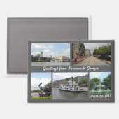 Salutations de Savannah Géorgie aimant (Recto/Verso)