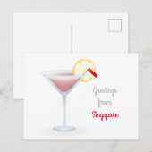 Salutations De Singapour Cocktail Carte Postale (Devant / Derrière)