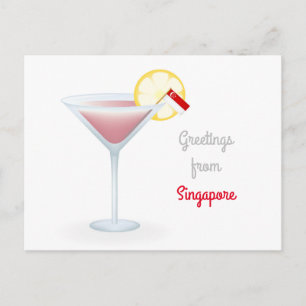 Salutations De Singapour Cocktail Carte Postale