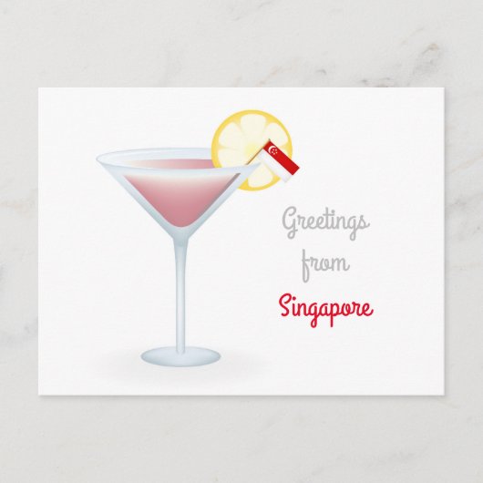 Salutations De Singapour Cocktail Carte Postale (Devant)