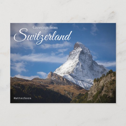 Salutations de Suisse Carte postale du Matterhorn (Devant)
