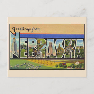 Salutations du Nebraska - Carte postale à grandes 