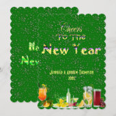 Salutations du Nouvel An Carte personnalisée verte (Devant / Derrière)