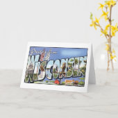 Salutations du Wisconsin Carte Postale Vintage (Fleur jaune)