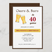 Salutations et bières 40e anniversaire Invitation (Devant / Derrière)