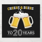 Salutations et bières à 20 ans Étiquette de boutei (Étiquettes simples)