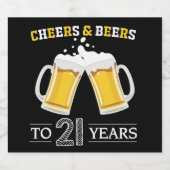 Salutations et bières à 21 ans Étiquette bouteille (Étiquettes simples)