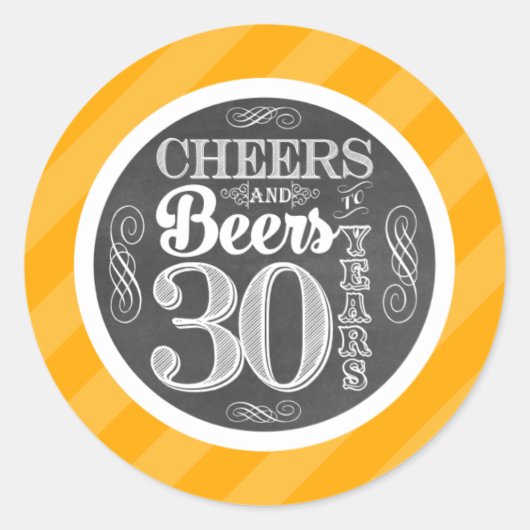 Salutations et bières à 30 ans Stickers ronds Étiq (Devant)