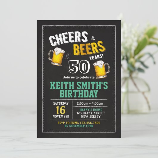 Salutations et bières Invitation 50e anniversaire (Debout devant)