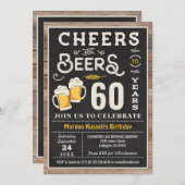 Salutations et bières Invitation 60e anniversaire (Devant / Derrière)