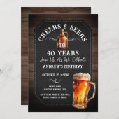 Salutations et bières Invitation de fête du 40e an (Devant / Derrière)