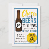 Salutations et bières mens invitations d'anniversa (Devant)