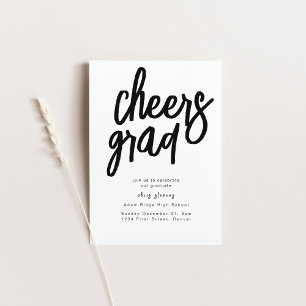 Salutations Grad Party Black and White Invitation