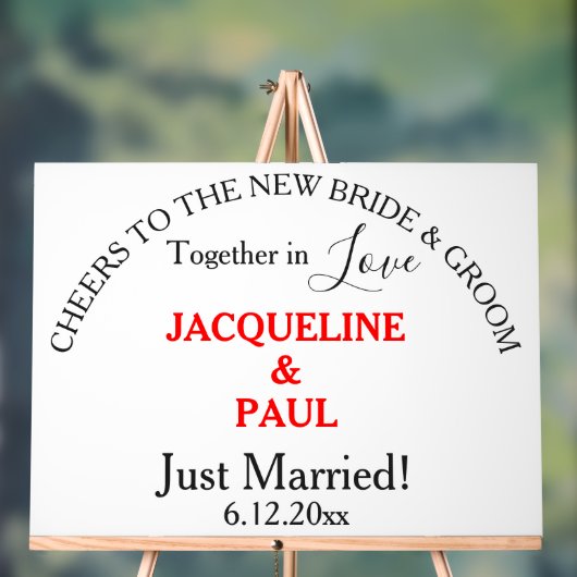 Salutations Mariée Groom Juste Marié Noms Rouges (Neutre)