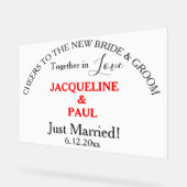 Salutations Mariée Groom Juste Marié Noms Rouges (Angle)