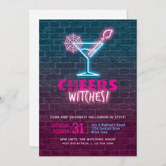 Salutations sorcières Halloween Invitation (Devant / Derrière)