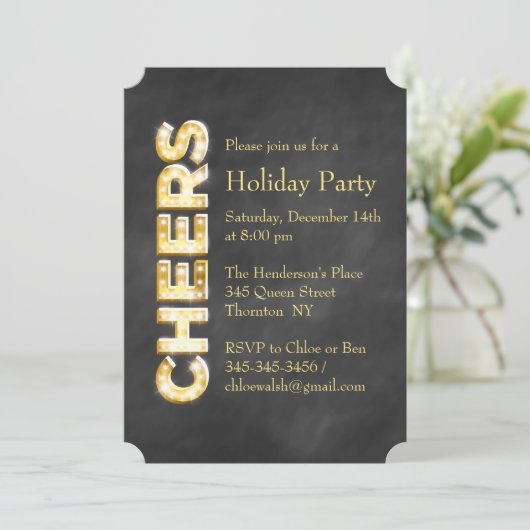 Salutations sur Chalkboard Fête Invitation (Debout devant)