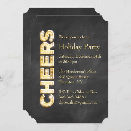 Salutations sur Chalkboard Fête Invitation (Devant / Derrière)