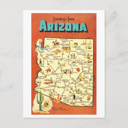 Salutations sur la carte Vintage de l'Arizona (Devant)