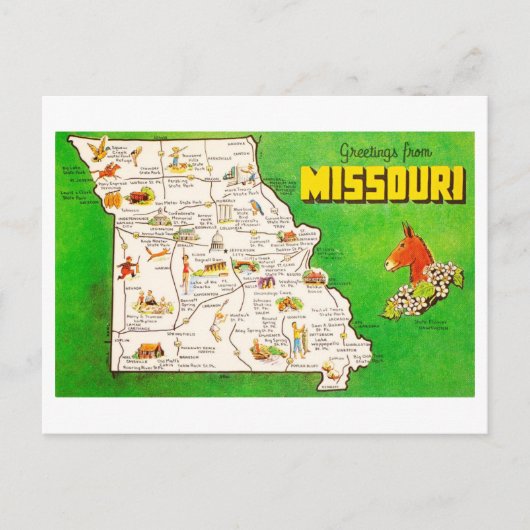 Salutations sur la carte Vintage du Missouri (Devant)