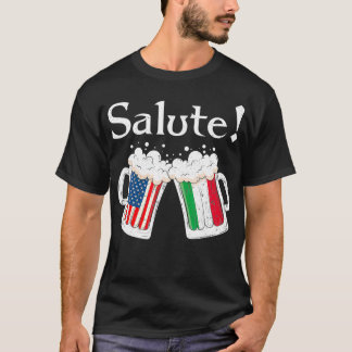 Salute Italiaanse Cheers Toast Beer American Flag T-shirt
