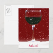 Salute Wine Snow Cheers Bonne Carte postale de vac (Devant / Derrière)