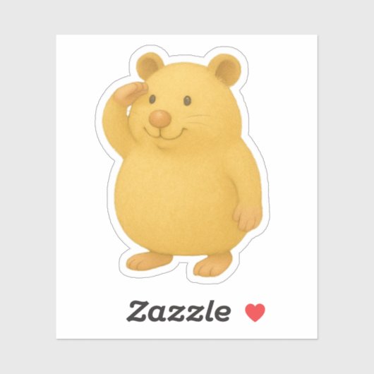 Saluting Cream Hamster Die-Cut Sticker (Feuille)