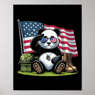 Saluut Panda Amerikaanse Vlag Memorial Dag 4e van Poster