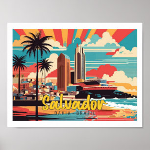 Salvador Bahia Brazilië Pop Kunst Reizen Illustrat Poster