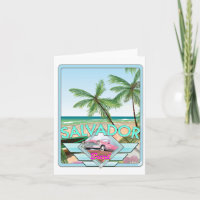 Salvador Brazilië vintage stijl reisposter.