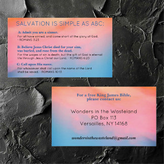 Salvation ABC's Christian Evangelism Gospel KJV  Visitekaartje