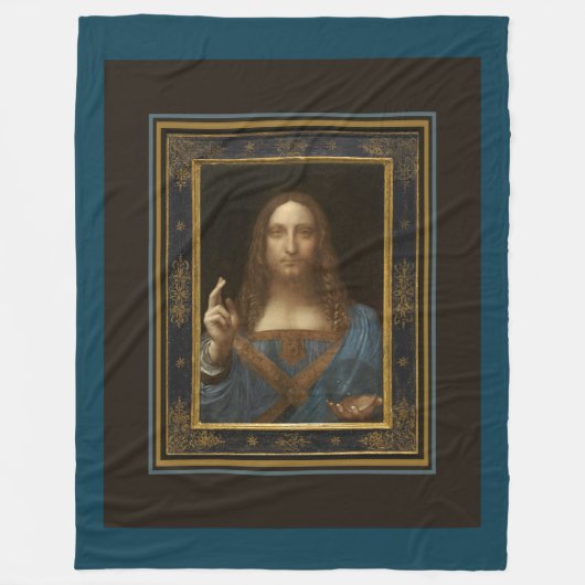 Salvator Mundi c 1500 Leonardo da Vinci Fine Art Fleece Deken (Voorkant)