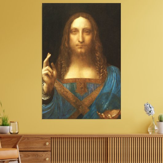Salvator Mundi van Leonardo da Vinci (c1500) Canvas Afdruk (Insitu (Woonkamer))