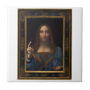 Salvator Mundi van Leonardo da Vinci ongeveer 1500 Tegeltje