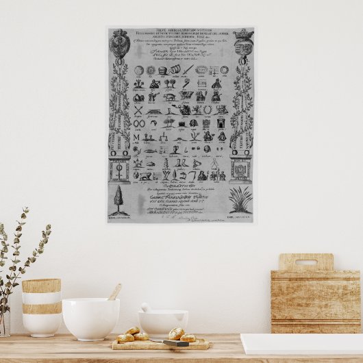 Salve Hieroglyphicum Votivum Latijnse Symbolen Ana Poster (Keuken)