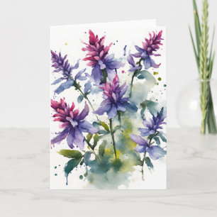 Salvia - Watercolor bloemen Kaart